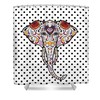 Bohemian Elephant Shower Curtain with Polka Dot Sugar Skull Design