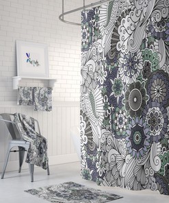 Bohemian Floral Shower Curtain Set for Bathroom Decor