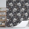 Bohemian Floral Shower Curtain, White Grey Brown Flowers Bath Curtain, Colorful Boho Bath Decor