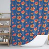 Bohemian Flowers Shower Curtain, Modern Bath Accessories, Orange & Blue Floral Boho Design