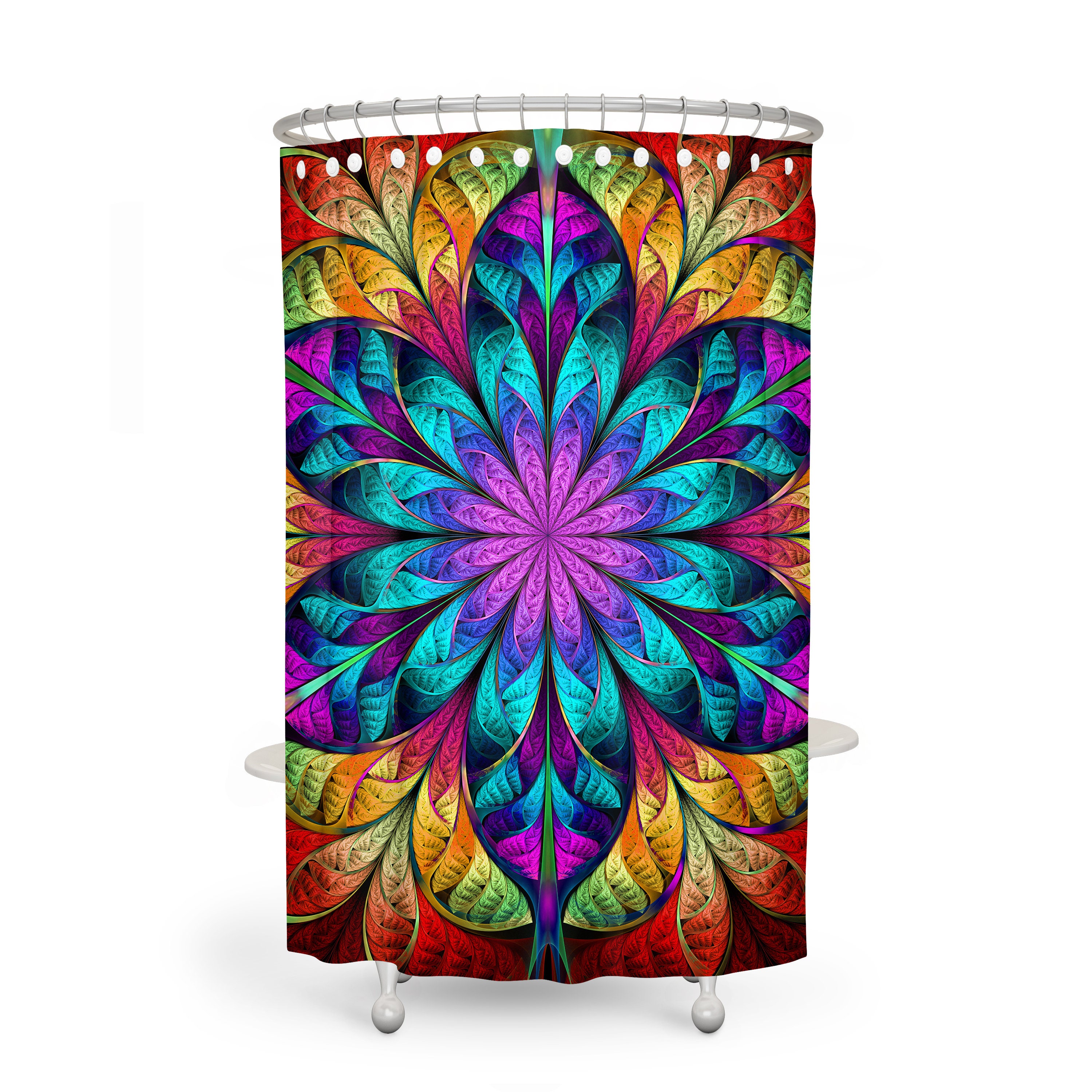 Bohemian Mandala Shower Curtain with Matching Bath Mat and Towels - Image 2