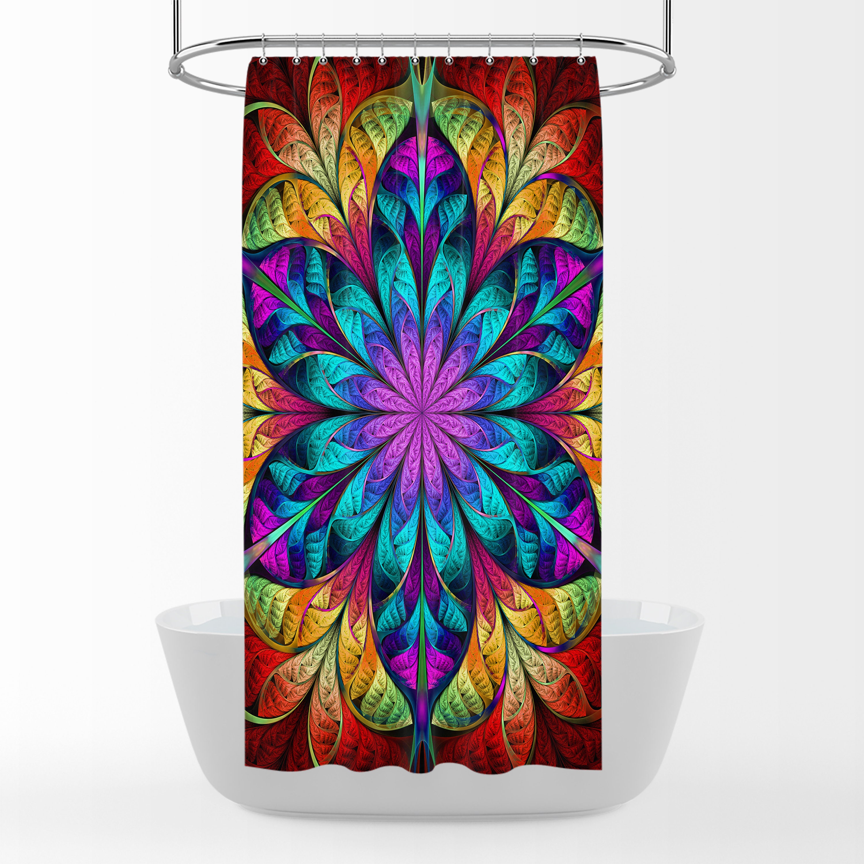Bohemian Mandala Shower Curtain with Matching Bath Mat and Towels - Image 3