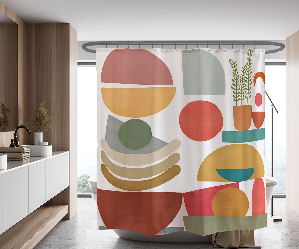 Bohemian Multicolor Shower Curtain - Customizable Designer Print Shower Curtain for Modern Bathroom Decor - Image 2
