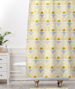 Bohemian Sunburst Grey Shower Curtain with Geometric Boho Print, Adds a Touch of Boho Style to Your Bathroom Decor