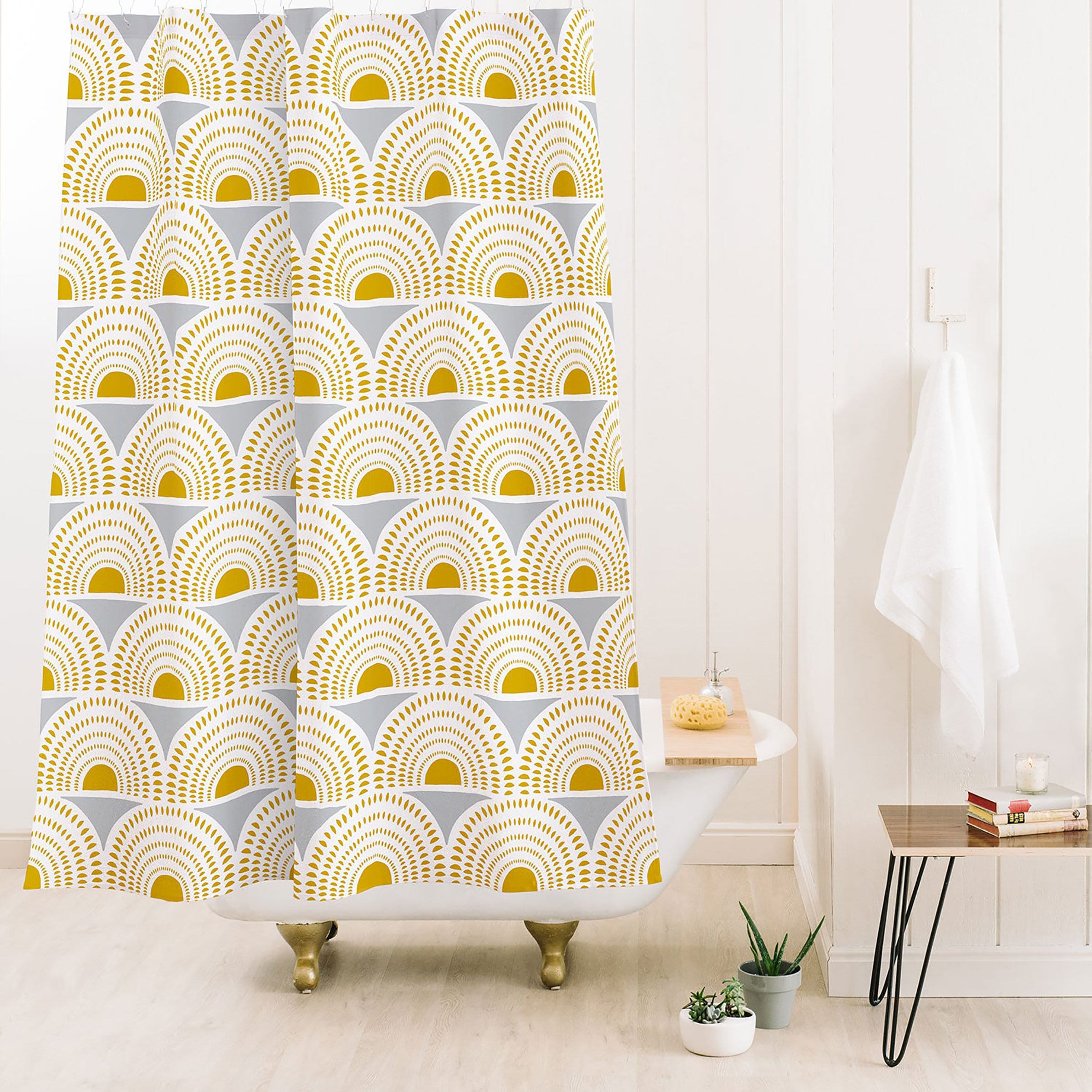 Bohemian Sunburst Grey Shower Curtain with Geometric Boho Print, Adds a Touch of Boho Style to Your Bathroom Decor - Image 2