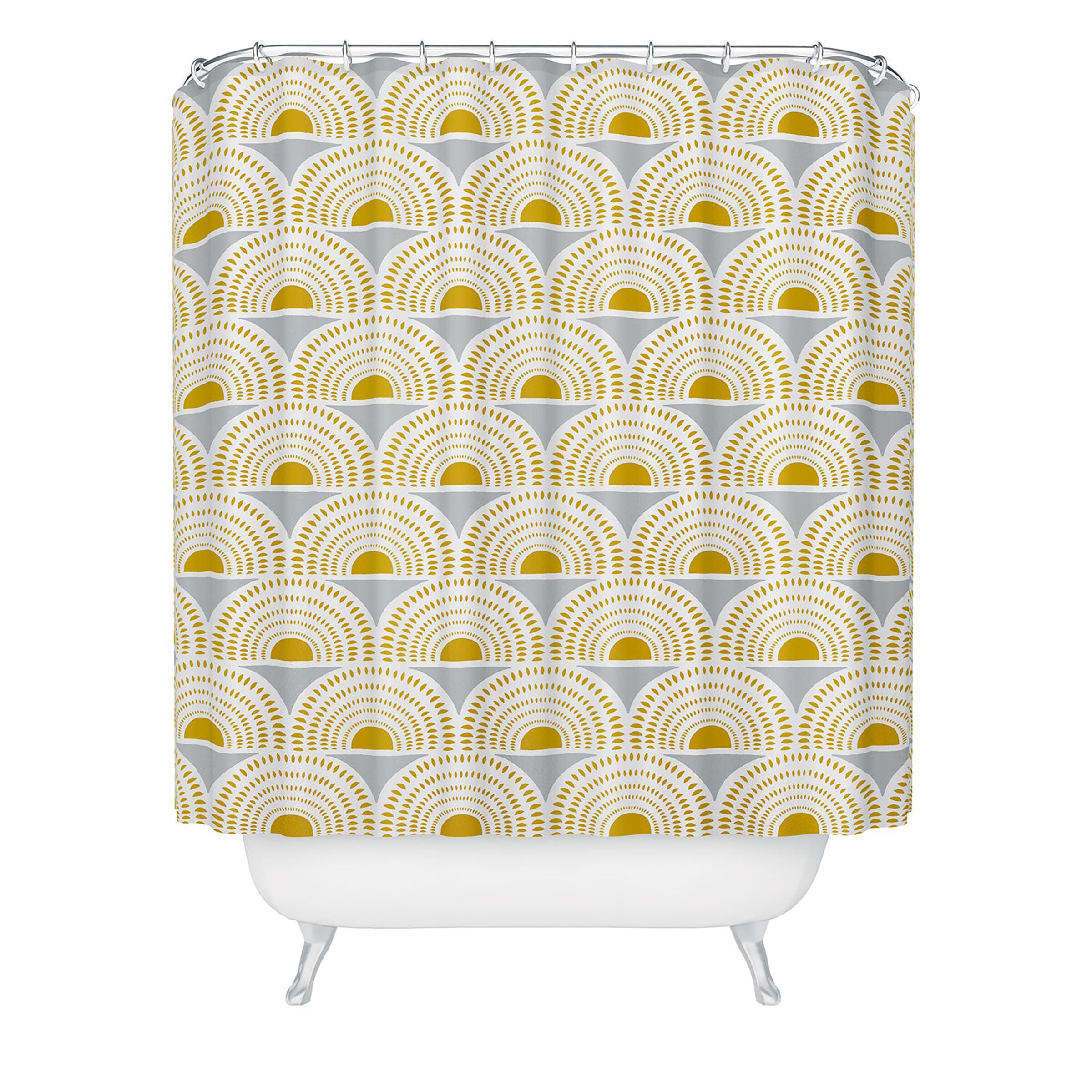 Bohemian Sunburst Grey Shower Curtain with Geometric Boho Print, Adds a Touch of Boho Style to Your Bathroom Decor - Image 3