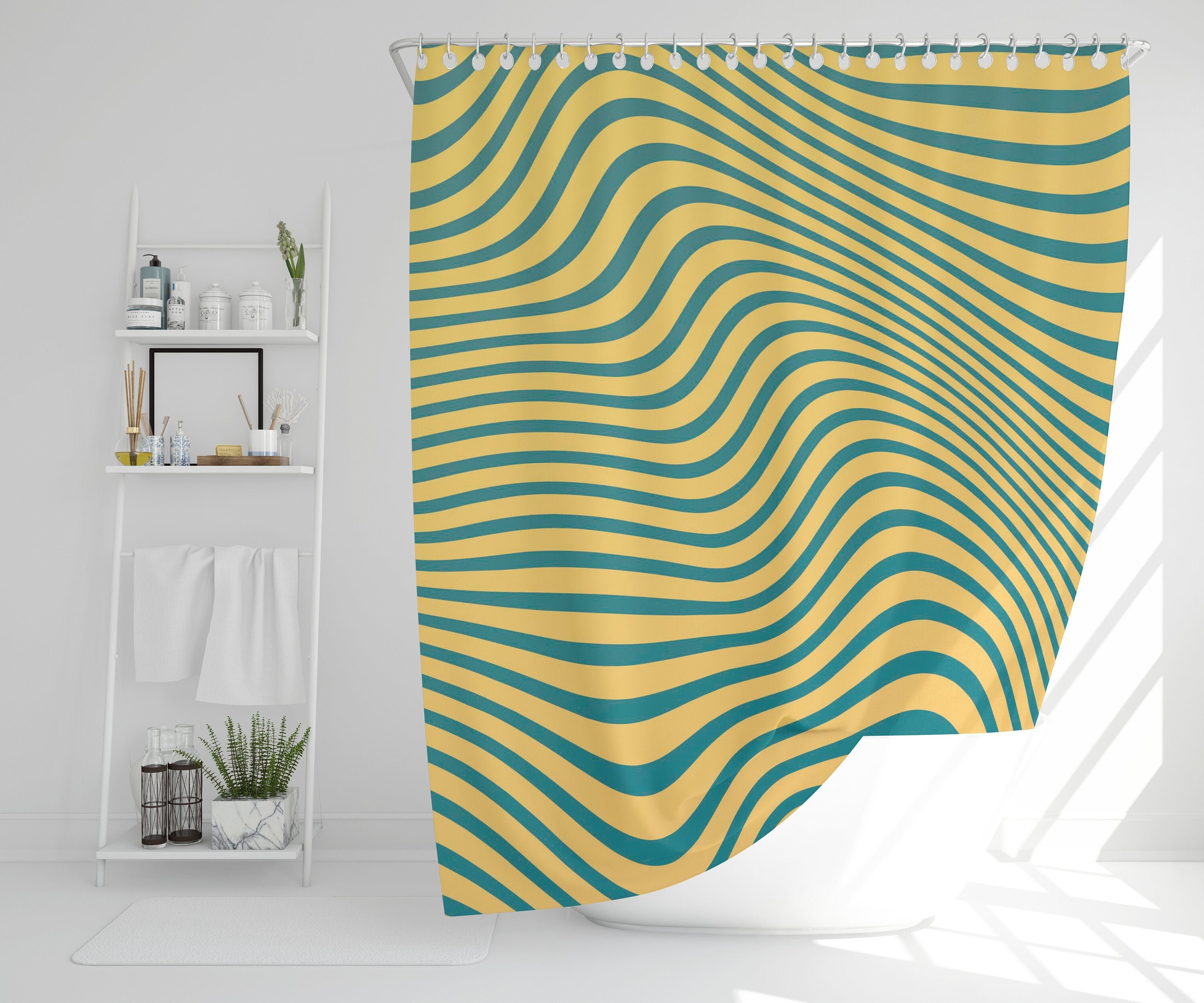 Bohemian Trippy Blue Shower Curtain | Eco-Friendly Polyester, Waterproof | Bathroom Decor | House Warming Gift