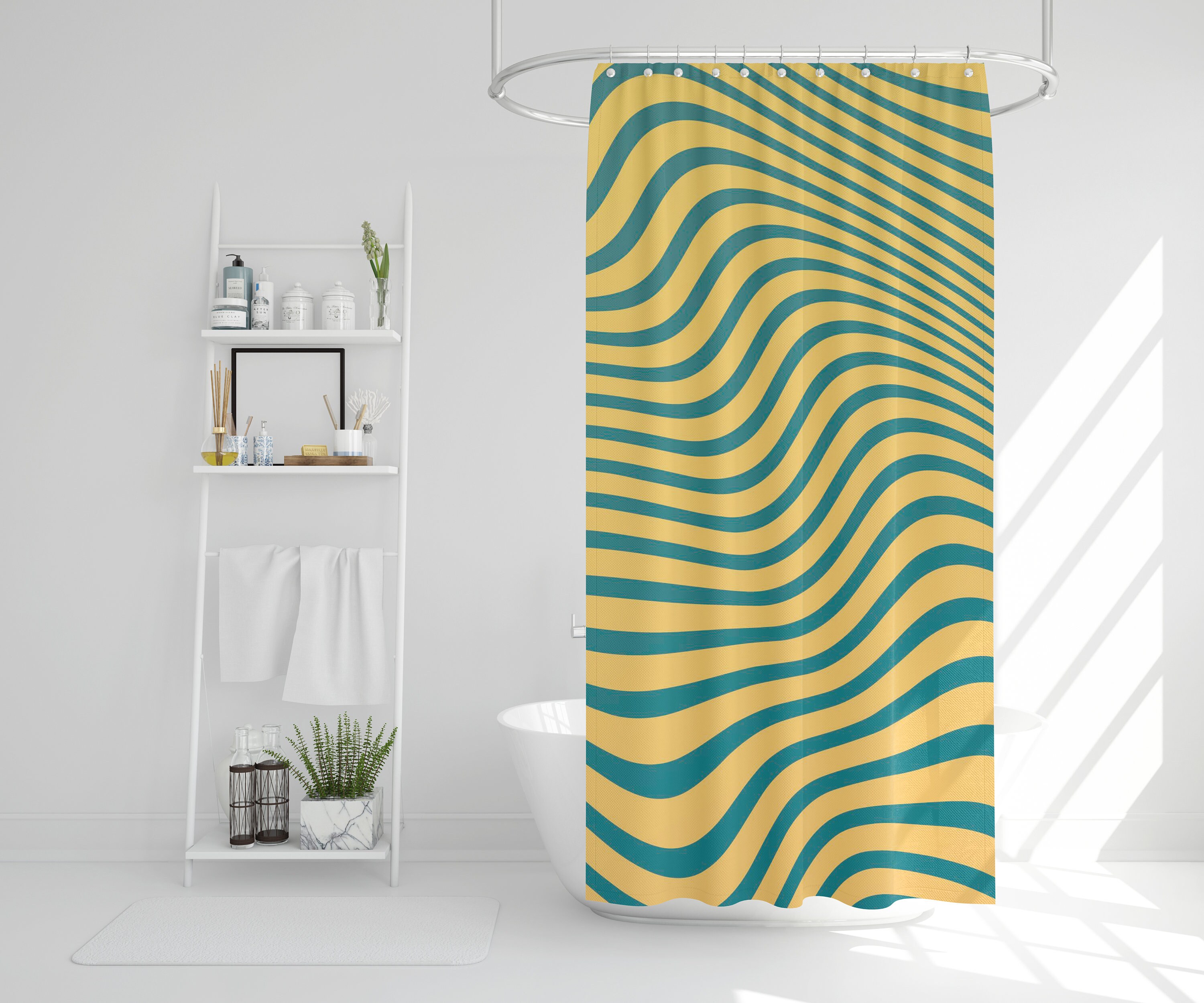 Bohemian Trippy Blue Shower Curtain | Eco-Friendly Polyester, Waterproof | Bathroom Decor | House Warming Gift - Image 4