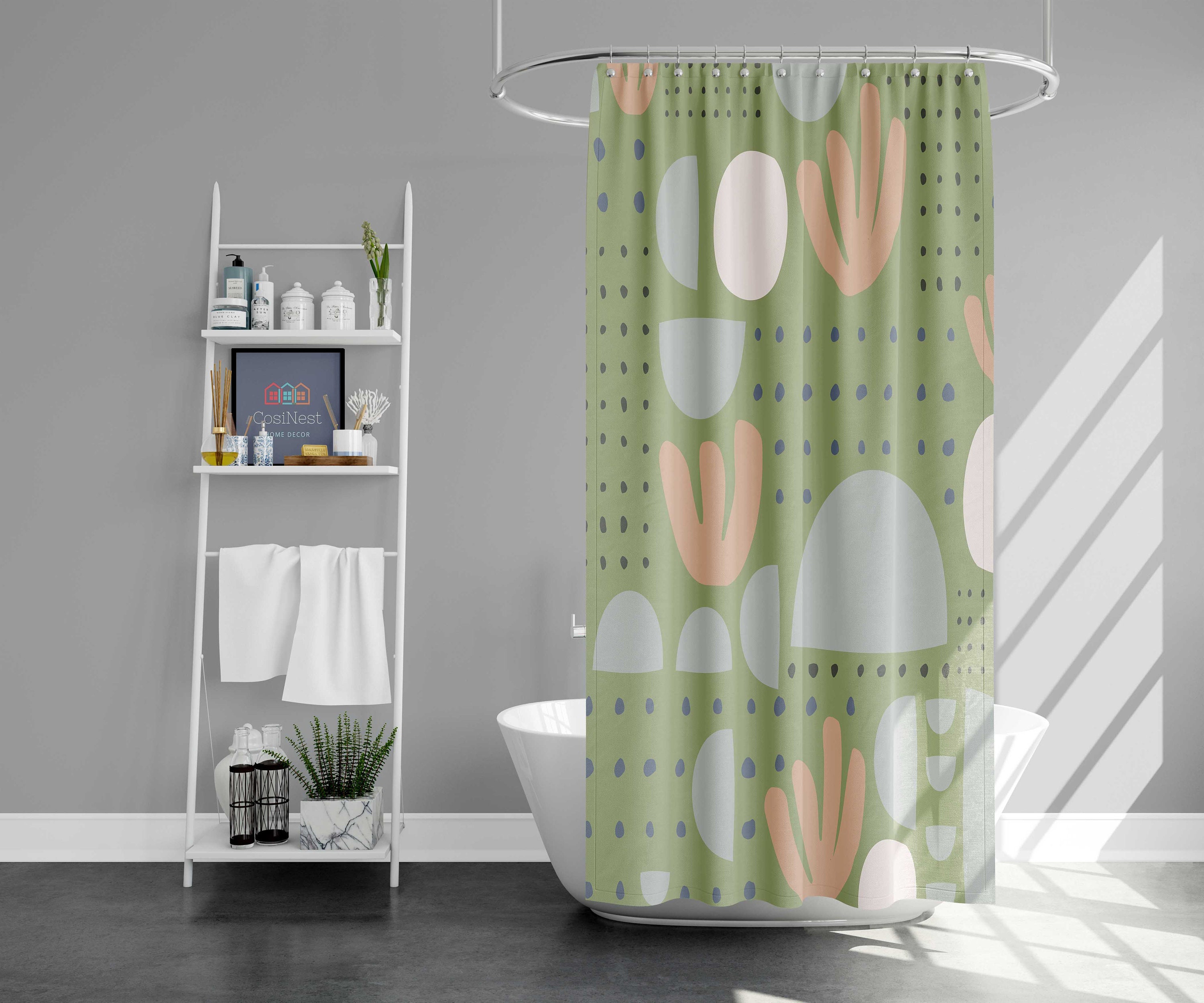 Bohemian leaves Shower Curtain | Boho retro fabric Bathroom Curtain | Home bath decor accessories | Housewarming gift - Image 3
