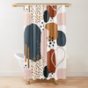 Boho Abstract Art Watercolor Shower Curtain with Geometric Shapes and Rustic Colors,