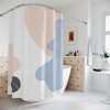 Boho Abstract Circles Shower Curtain or Mat, Modern Pal Blue Orange, Lake Designer, Bathroom Curtain