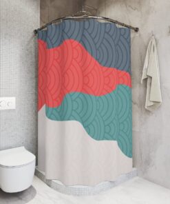 Boho Abstract Japanese Circles Shower Curtain or Mat, Modern Pal Minimal, Contemporary Design, Bathroom Curtain