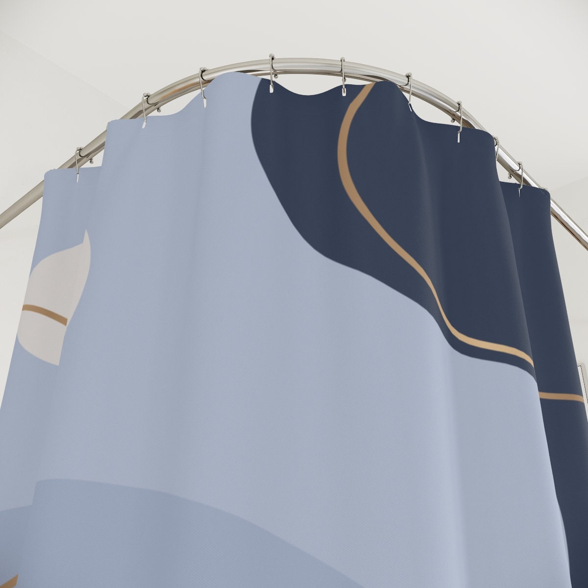 Boho Abstract Pattern Shower Curtain or Mat, Modern Blue Gold, Contemporary Art, Bathroom Curtain, Decoration - Image 2