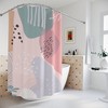 Boho Abstract Pattern Shower Curtain or Mat, Modern Blue Pink, Lake Designer Curtain