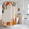 Boho Abstract Shapes Shower Curtain or Mat, Modern Orange, Lake Designer Curtain, Bathroom Curtain