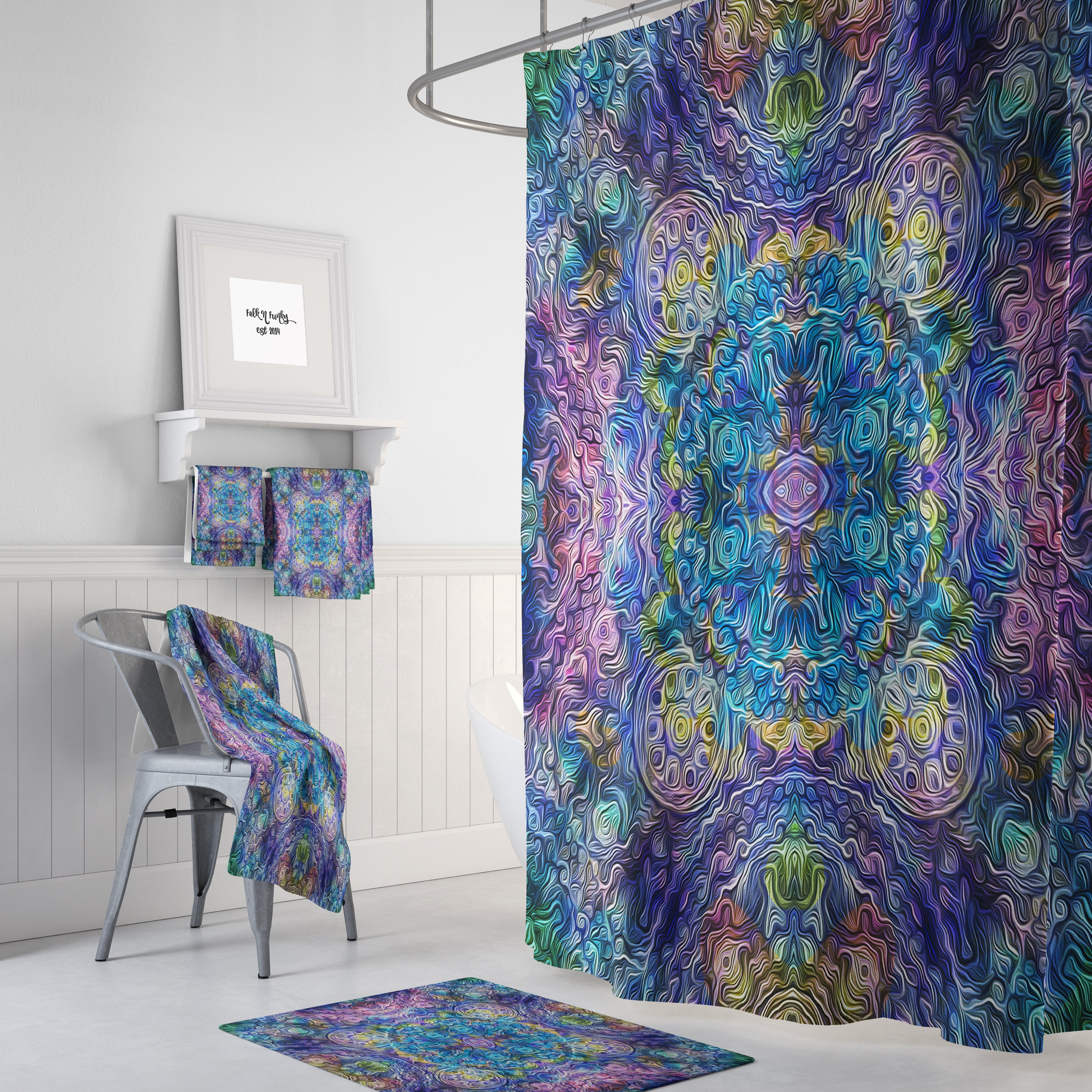 Boho Abstract Shower Curtain with Stylish Design Options