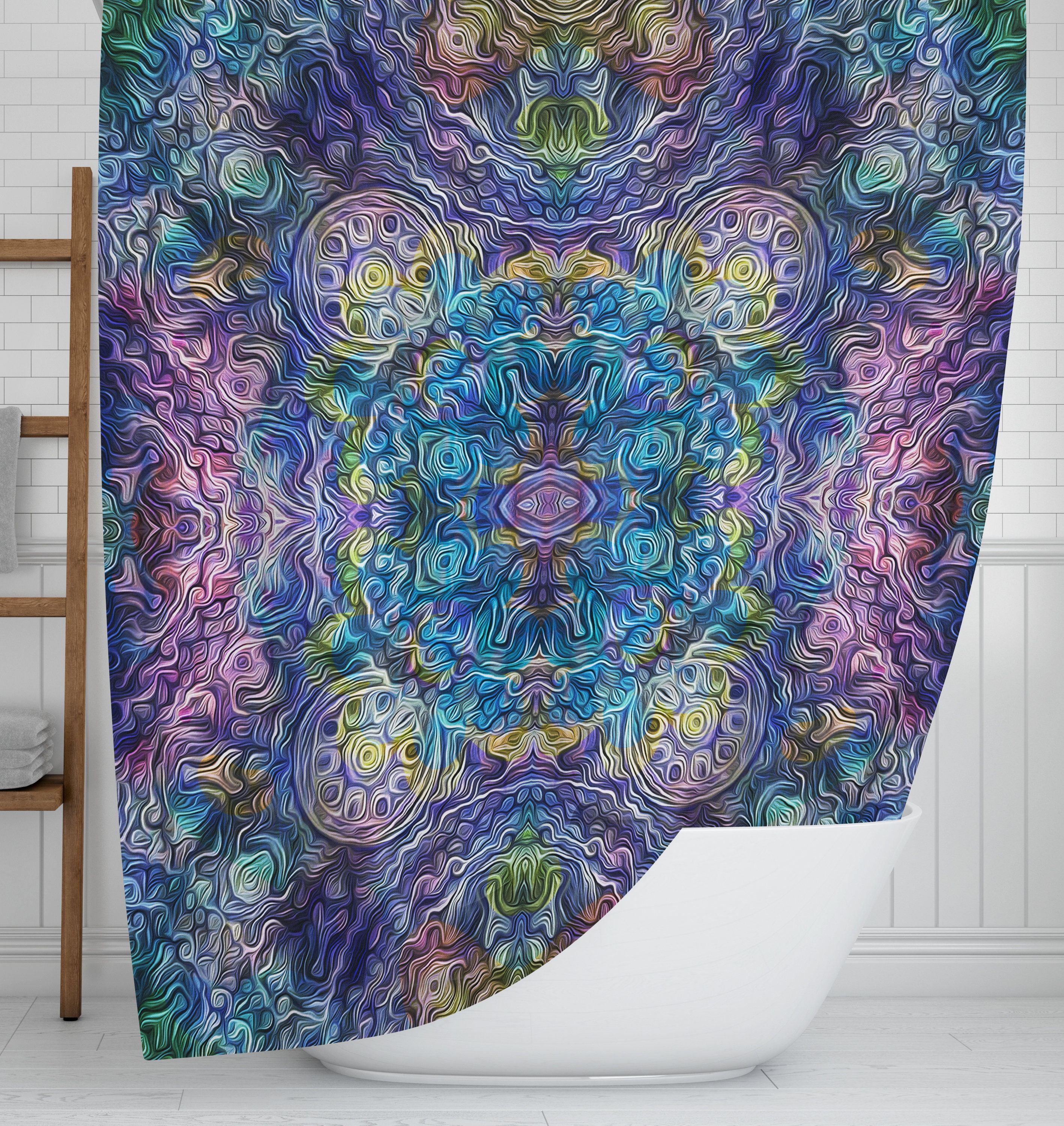Boho Abstract Shower Curtain with Stylish Design Options - Image 2