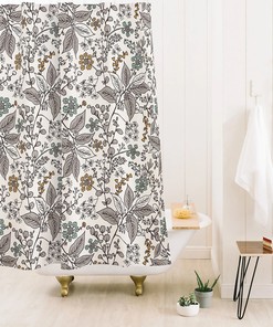 Boho Bathroom Decor with Beautiful Floral Print,  Bath Curtain with Bohemian Touches