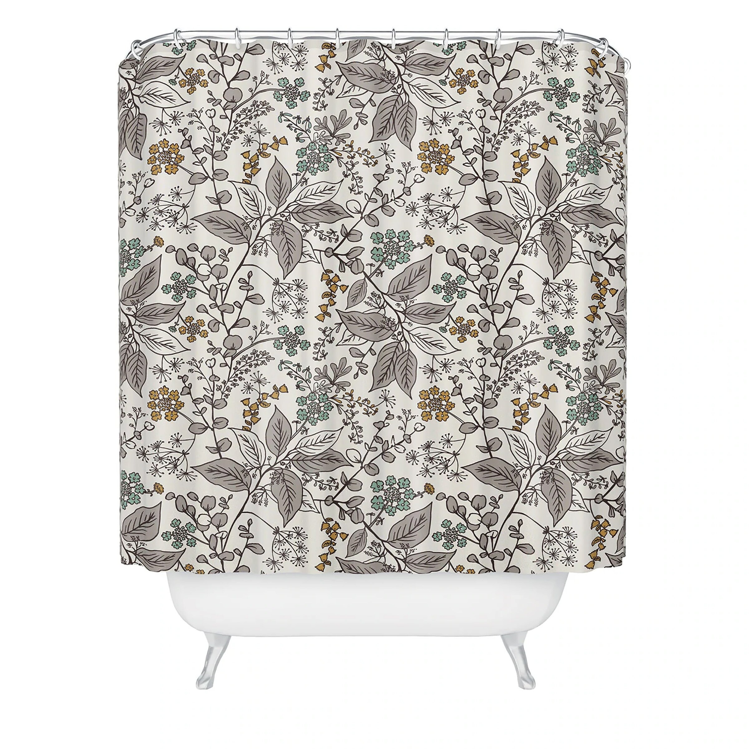 Boho Bathroom Decor with Beautiful Floral Print, Bath Curtain with Bohemian Touches - Image 2
