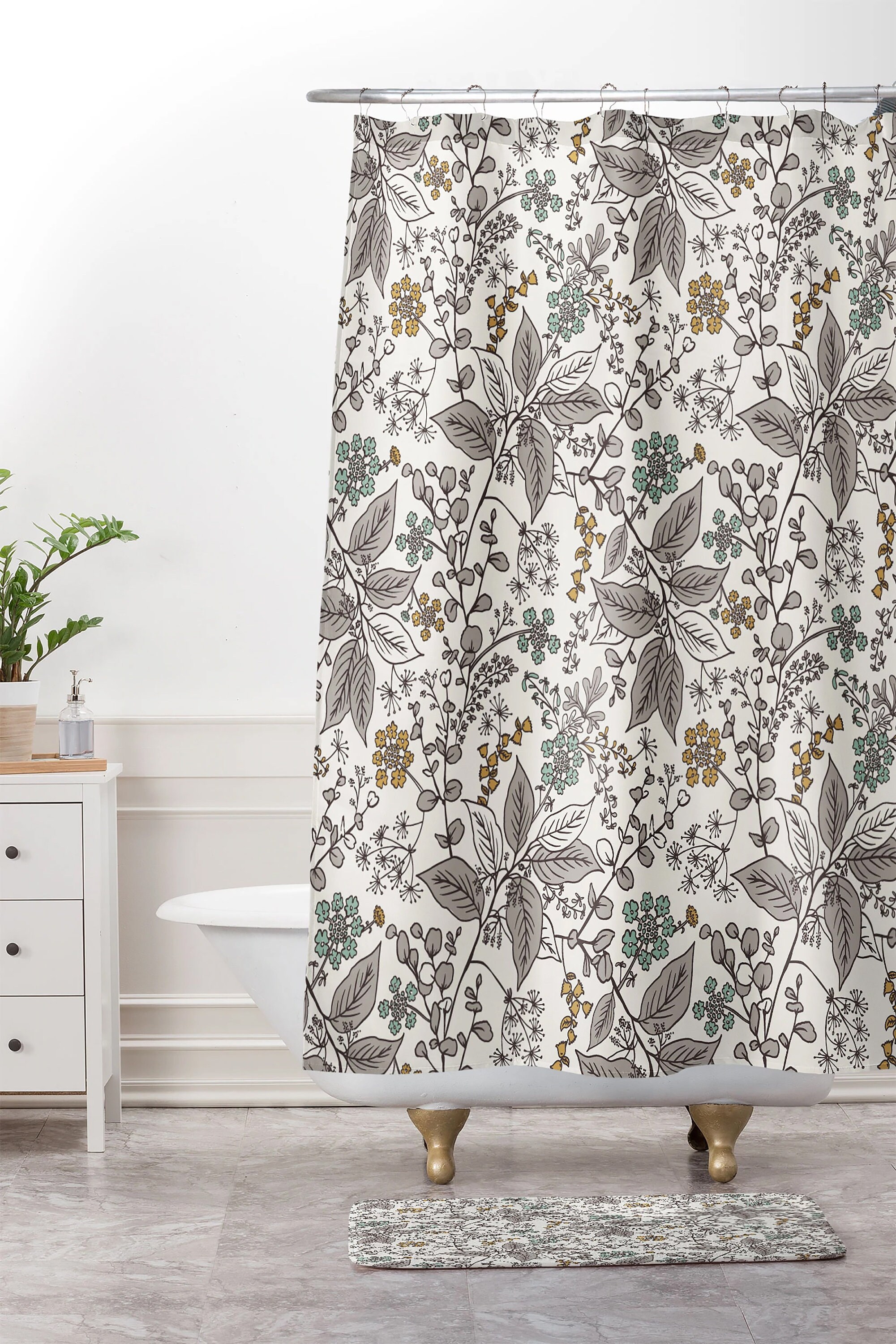 Boho Bathroom Decor with Beautiful Floral Print, Bath Curtain with Bohemian Touches - Image 3