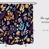 Boho Bathroom Shower Curtain with Watercolor Floral Plants Design