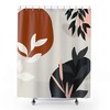 Boho Botanical Abstract Shower Curtain, Beige Rust Black White Blush Branches Leaves Bath Curtain, Modern Decor Gift
