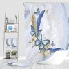 Boho Butterfly Bathroom Decor, Blue Shower Curtain, Bath Towels, Bath Mat, Hand Towel Options