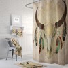 Boho Chic Bull Skull Shower Curtain Optional Bath Mat, Bath Towels , Bathroom Set Beige Watercolor Shower Curtains