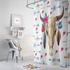 Boho Chic Bull Skull Shower Curtain with Optional Bath Mat and Towels for Pastel Arrow Floral Bathroom Decor