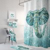 Boho Chic Elephant Shower Curtain, Bath Mat, Bath Towels , Green, Teal Bathroom Set with Print Shower Curtain Print