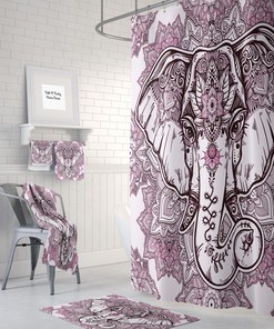 Boho Chic Elephant Shower Curtain for Kids Bathroom