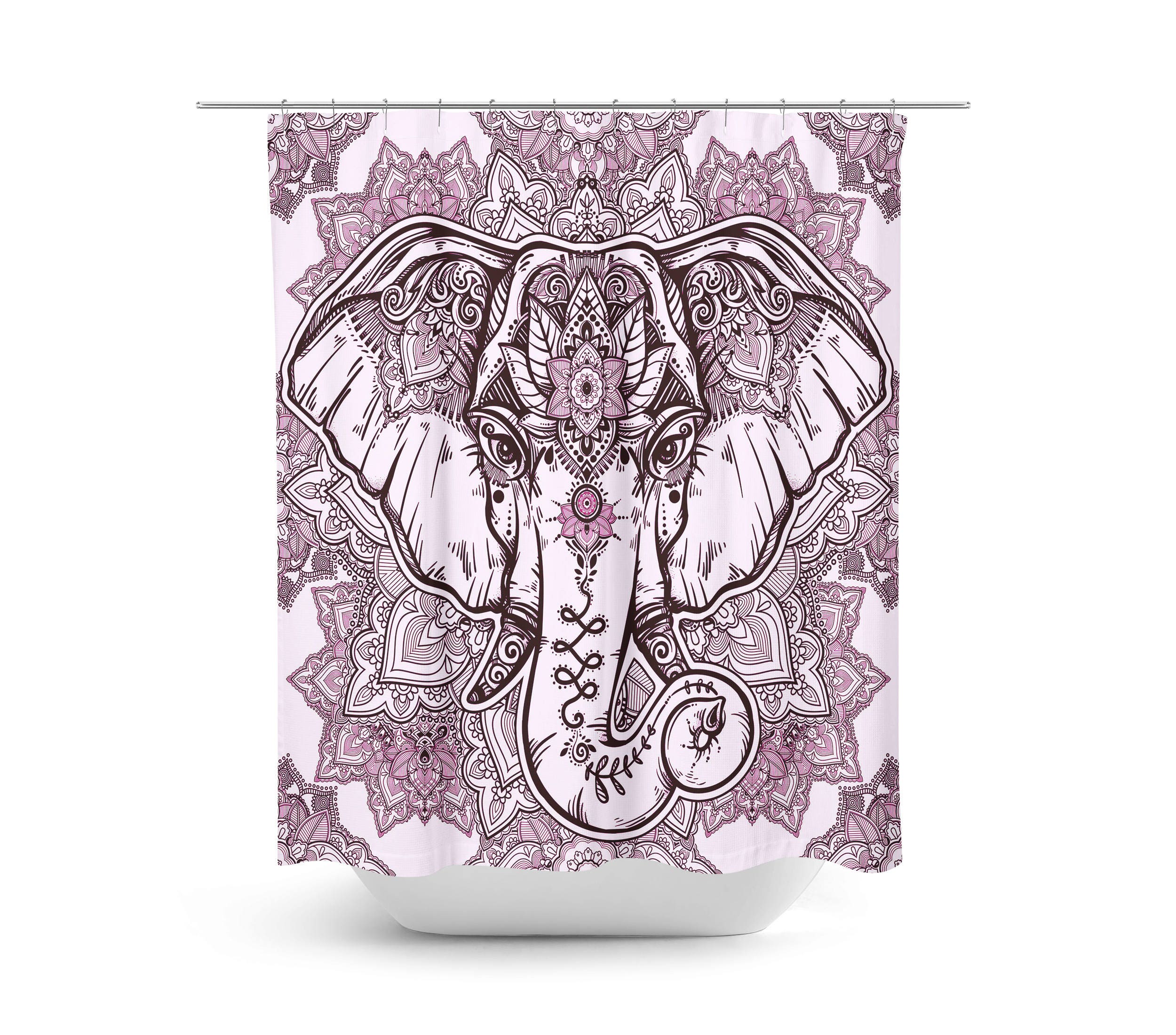 Boho Chic Elephant Shower Curtain for Kids Bathroom - Image 3