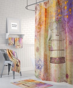 Boho Chic Gypsy Lights Shower Curtain with Optional Bath Mat Bathroom Set for Vibrant Home Decor