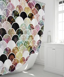 Boho Chic Mermaid Scales Shower Curtain with Unique Design Options for Kids Bathroom