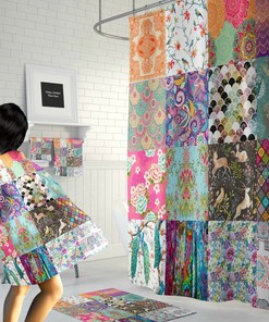 Boho Chic Shower Curtain , Bath Mat, Bath Towels with Luxury Shower Curtains Print
