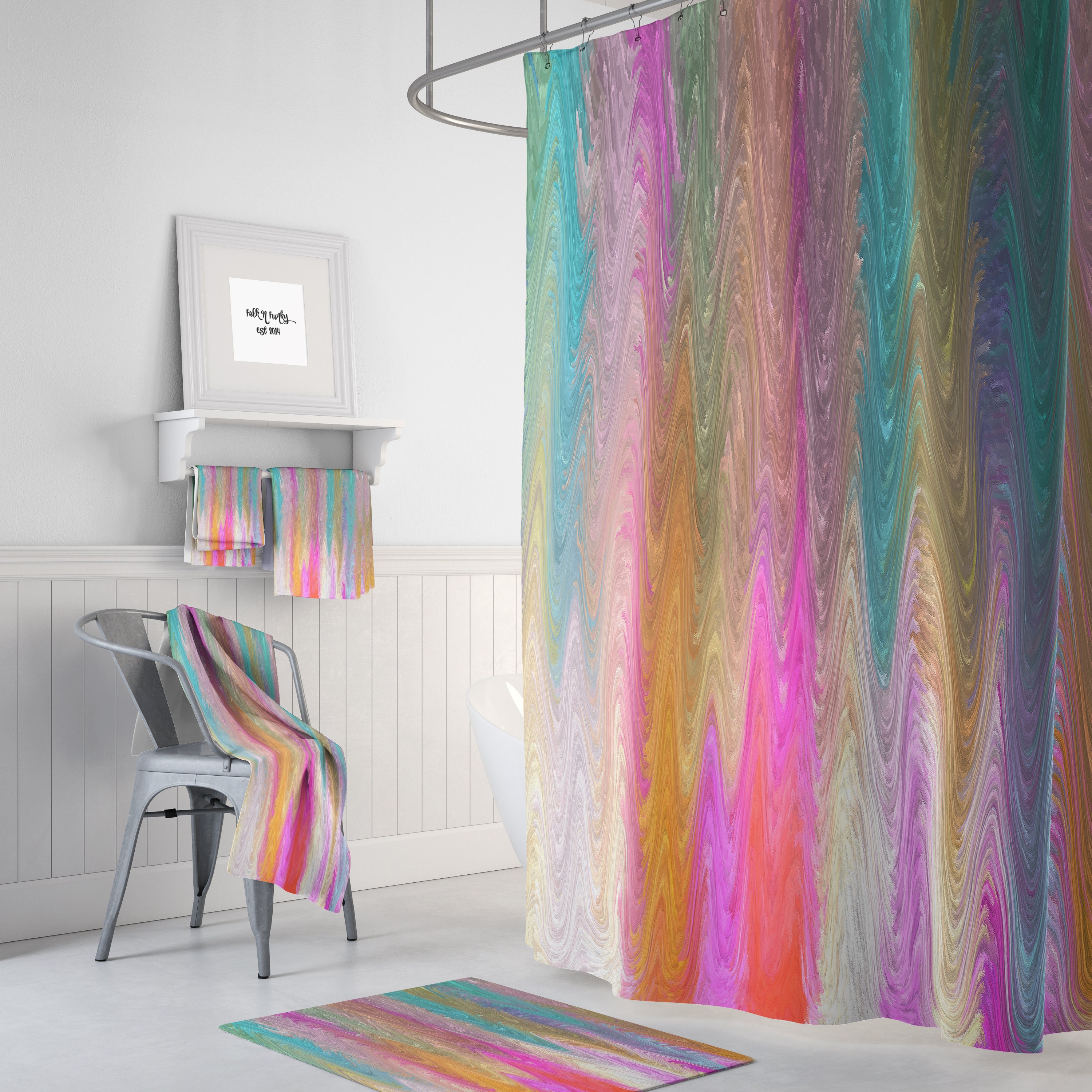Boho Chic Shower Curtain, Gypsy Home Decor, Peaceful Waters Bath Print, Inspirational Bohemian Bathroom Decor Gift - Image 2