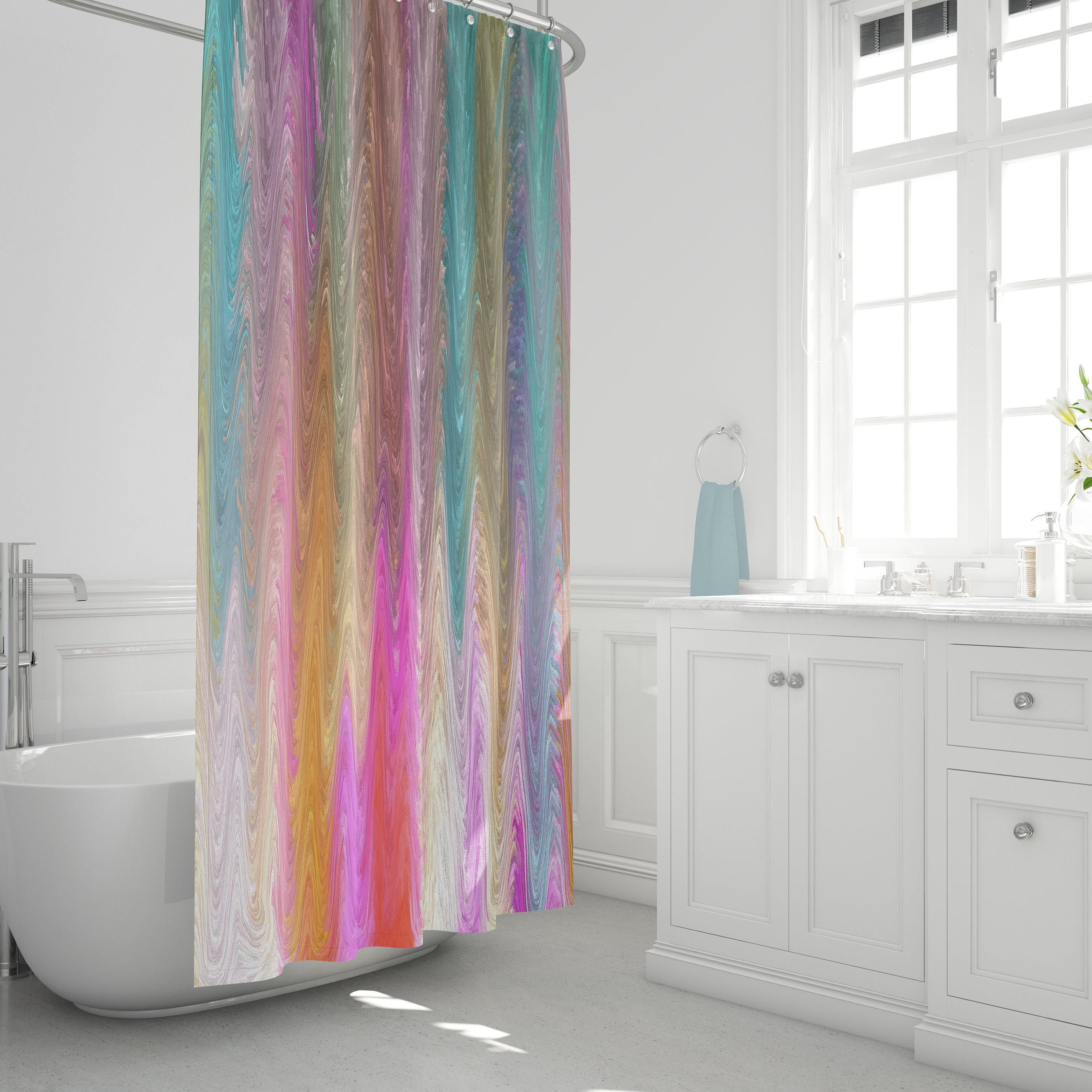Boho Chic Shower Curtain, Gypsy Home Decor, Peaceful Waters Bath Print, Inspirational Bohemian Bathroom Decor Gift - Image 3