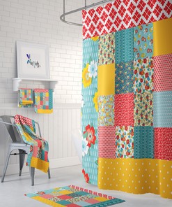 Boho Chic Shower Curtain Peasant Patchwork Print Multiple Options Bathroom Decor with Restroom Shower Curtains Print