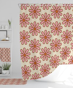 Boho Floral Bathroom Set, Groovy 60's 70's Hippie Shower Accessory, Fun Retro Decor for Spa Feeling