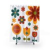 Boho Floral Mid Mod Retro Flower Shower Curtain for a Retro-Bohemian Bathroom