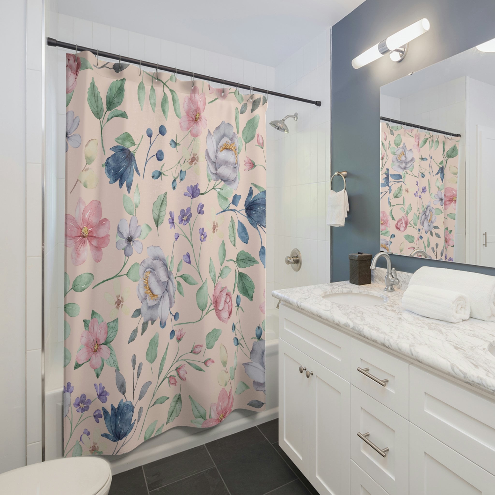 Boho Floral Shower Curtain with Cute and Colorful Touch