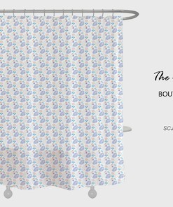 Boho Flower Shower Curtain with Customizable Sizes and Hooks