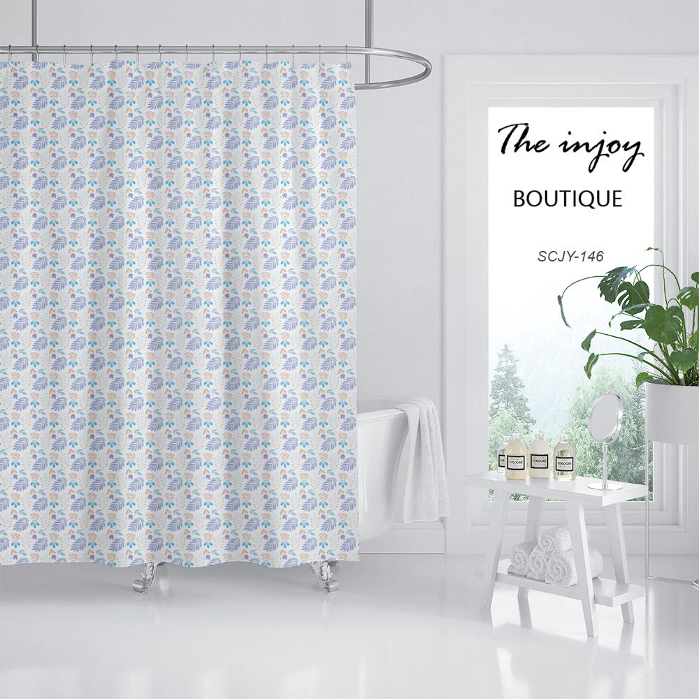 Boho Flower Shower Curtain with Customizable Sizes and Hooks - Image 2