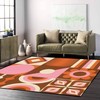 Boho Geometric Retro Tile Area Rug in Orange Brown Pink Beige for Living Room Bedroom - Personalize Home Décor