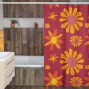 Boho Groovy Flowers Shower Curtain, Retro Bathroom Accessory with 1970's Inspiration