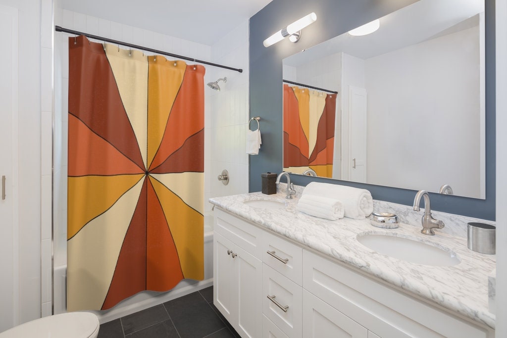 Boho Groovy Shower Curtain, Funky 60's 70's Hippie Bathroom Accessory, Retro Curtain for Unique Touch - Image 3