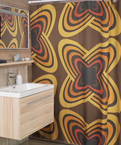 Boho Groovy Shower Curtain, Hippie Inspired Retro Bathroom Decor, Unique Bathroom Accessory