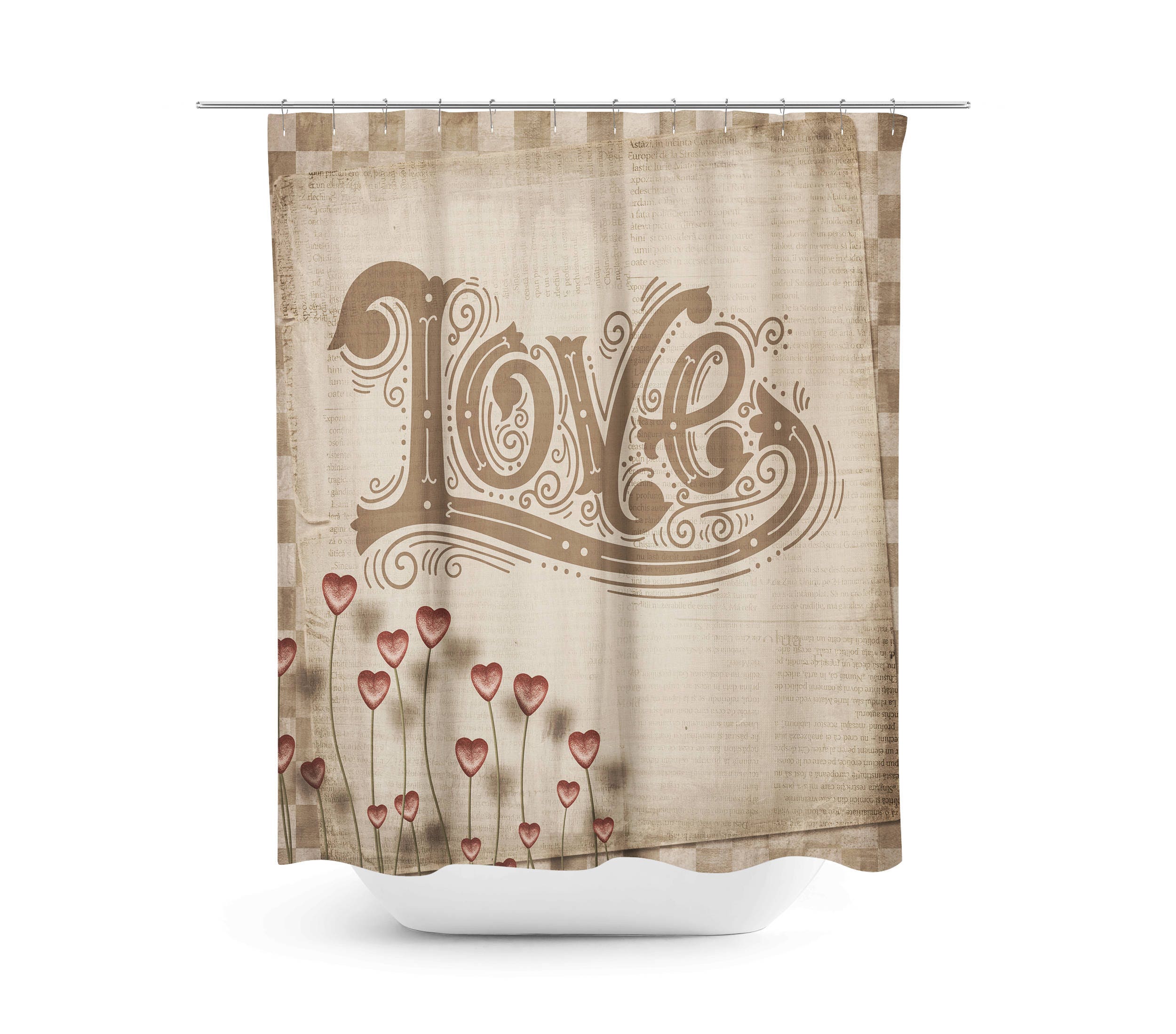 Boho Grunge Shower Curtain with Optional Bath Mat for Unique Bathroom Decor - Image 2