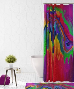 Boho Hippie Shower Curtain | Retro Abstract Wild One Design | Vintage Bathroom Decor