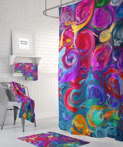 Boho Hippie Shower Curtain with Vintage Bathroom Shower Curtains Print